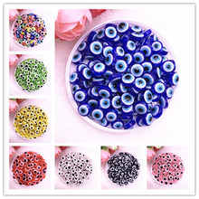 将图片加载到图库查看器，NEW 50PCS 8/10mm Oval Beads Evil Eye Resin Spacer Beads for Jewelry Making DIY Bracelet Beads #01
