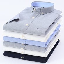 将图片加载到图库查看器，Men's Summer Pure Cotton Oxford Shirts Casual Slim Fit Design Short Sleeve Fashion Male Blouse Shirt
