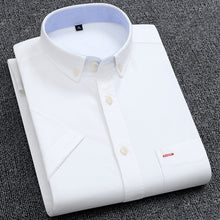 将图片加载到图库查看器，Men's Summer Pure Cotton Oxford Shirts Casual Slim Fit Design Short Sleeve Fashion Male Blouse Shirt
