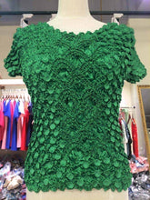 将图片加载到图库查看器，New Women Elastic Popcorn Tops short Sleeve Shirt Coin shirts
